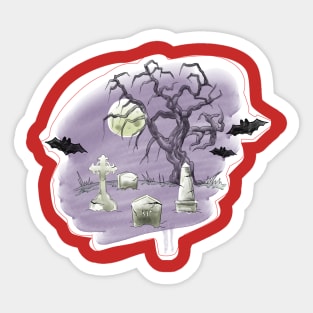 Halloween Spooky Cemetery Sticker